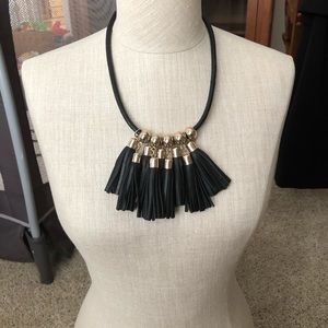 WHBM Leather Tassel Necklace
